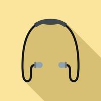 Sport wireless earbuds icon, flat style vector