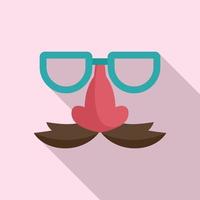 Glasses and nose with mustache icon, flat style vector