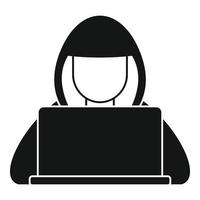 Hacker hood icon, simple style vector