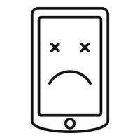 Broken mobile phone icon, outline style vector