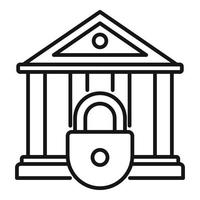 Closed bank icon, outline style vector