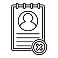 Not approved cv icon, outline style vector