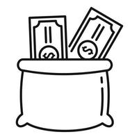 Money bag cash icon, outline style vector