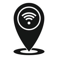Wifi gps pin icon, simple style vector
