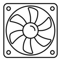 icono del ventilador del sistema pc, estilo de esquema vector