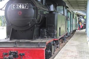 Ambarawa,Indonesia,2022-A railway museum displaying old black antique steam locomotives built hundreds of years ago by the Dutch government for all visitors during holidays photo