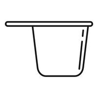 Plastic tableware pot icon, outline style vector