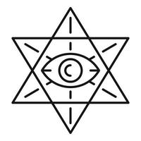 David star eye icon, outline style vector