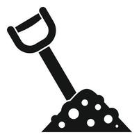 Shovel in soil icon, simple style vector