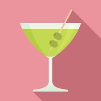 Olive cocktail icon, flat style vector