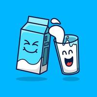 Packing milk and a glass of milk cute illustration vector