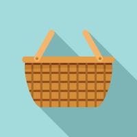 Wicker hamper icon, flat style vector