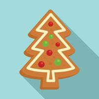 icono de árbol de Navidad de pan de jengibre, estilo plano vector