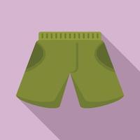 icono de pantalones cortos verdes de pescador, estilo plano vector