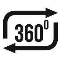 Icono de simulación de 360 grados, estilo simple vector