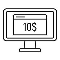 monitor de icono de crowdfunding, estilo de contorno vector