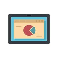 Tablet finance pie chart icon, flat style vector