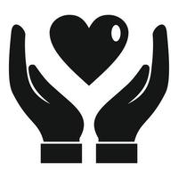 Hands keep heart icon, simple style vector