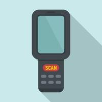 Barcode scanner monitor icon, flat style vector