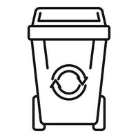 Recycling garbage bin icon, outline style vector