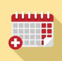 icono de calendario médico, estilo plano vector