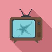 Broken tv set icon, flat style vector