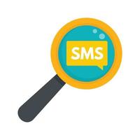 Sms magnify glass icon, flat style vector