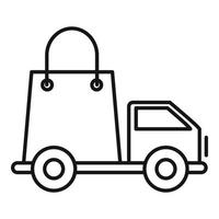 Paper bag delivery icon, outline style vector