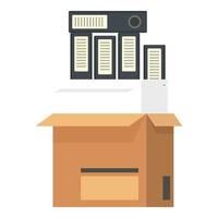 Folder in carton box icon, flat style vector