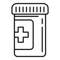 icono de tarro de pastillas médicas, estilo de contorno vector