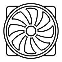 icono de ventilador de plástico pc, estilo de esquema vector