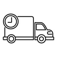 icono de tiempo de entrega del camión, estilo de esquema vector