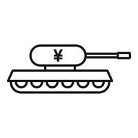 icono de tanque de China de guerra comercial, estilo de esquema vector