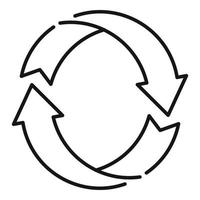 icono de flechas de reciclaje, estilo de esquema vector
