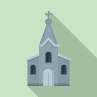 Stone church icon, flat style vector