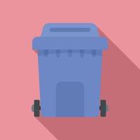 icono de caja de basura de plástico, estilo plano vector