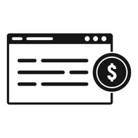 icono de página de dinero web, estilo simple vector