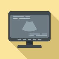 Ultrasound monitor icon, flat style vector