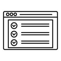 Online checklist icon, outline style vector