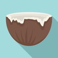 Half crack coconut icon, flat style vector