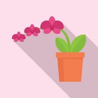 Branch orchid icon, flat style vector