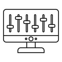 Monitor equalizer device icon, outline style vector