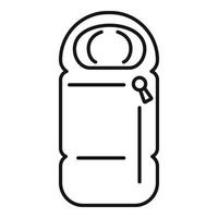 Zipper sleeping bag icon, outline style vector