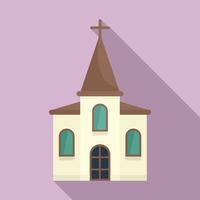 Wood church icon, flat style vector