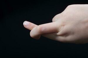 Crossed fingers sign superstition luck or lie gesture