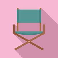 Folding textile chair icon, flat style vector