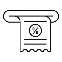 Payment receipt icon, outline style vector