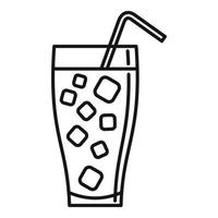 icono de cóctel de refresco de hielo, estilo de esquema vector