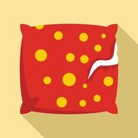 Torn pillow icon, flat style vector