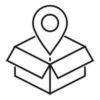 Gps pin delivery box icon, outline style vector